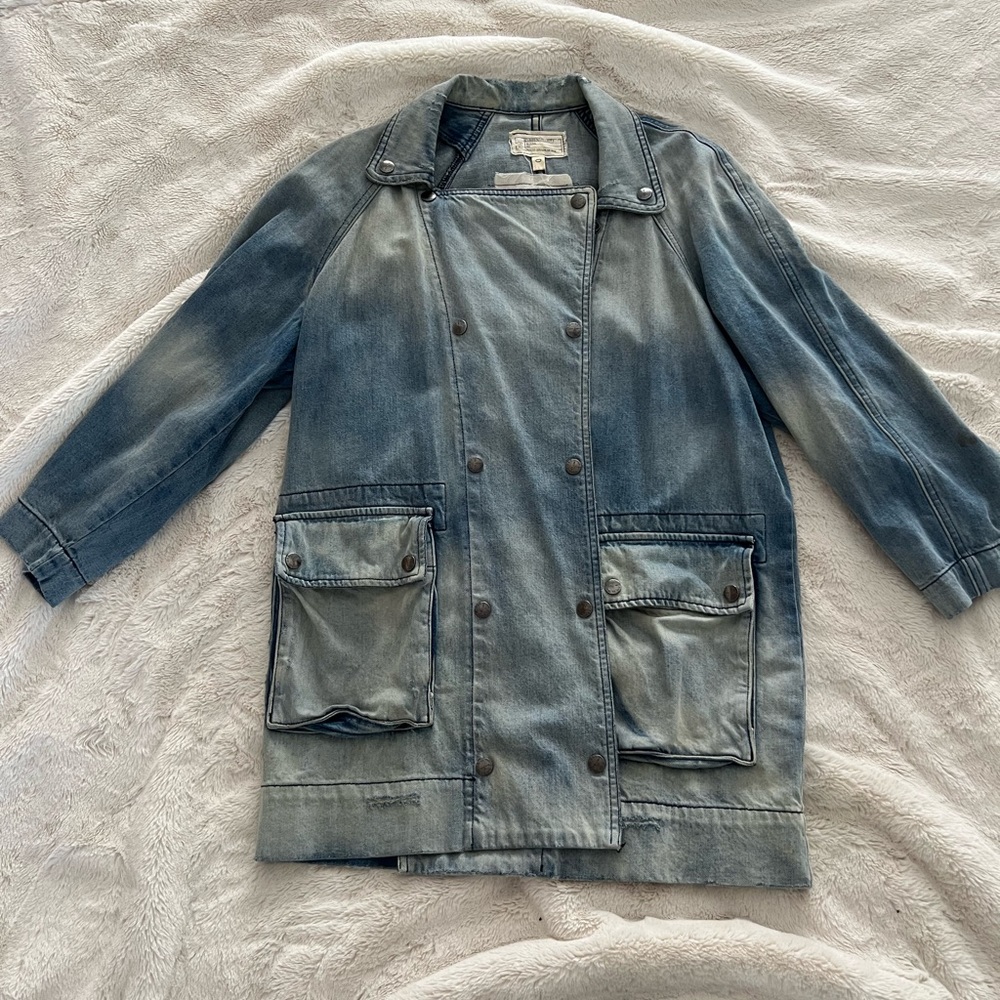 Current Elliott distressed oversized denim jacket